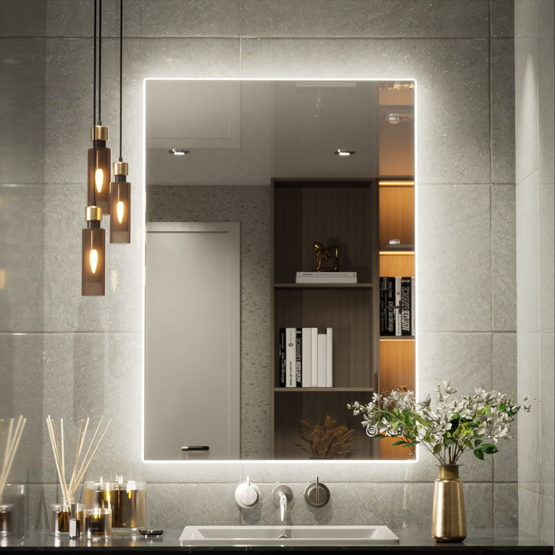 Round Backlit LED Vanity Bathroom Mirror, 24” Anti-Fog, Wall