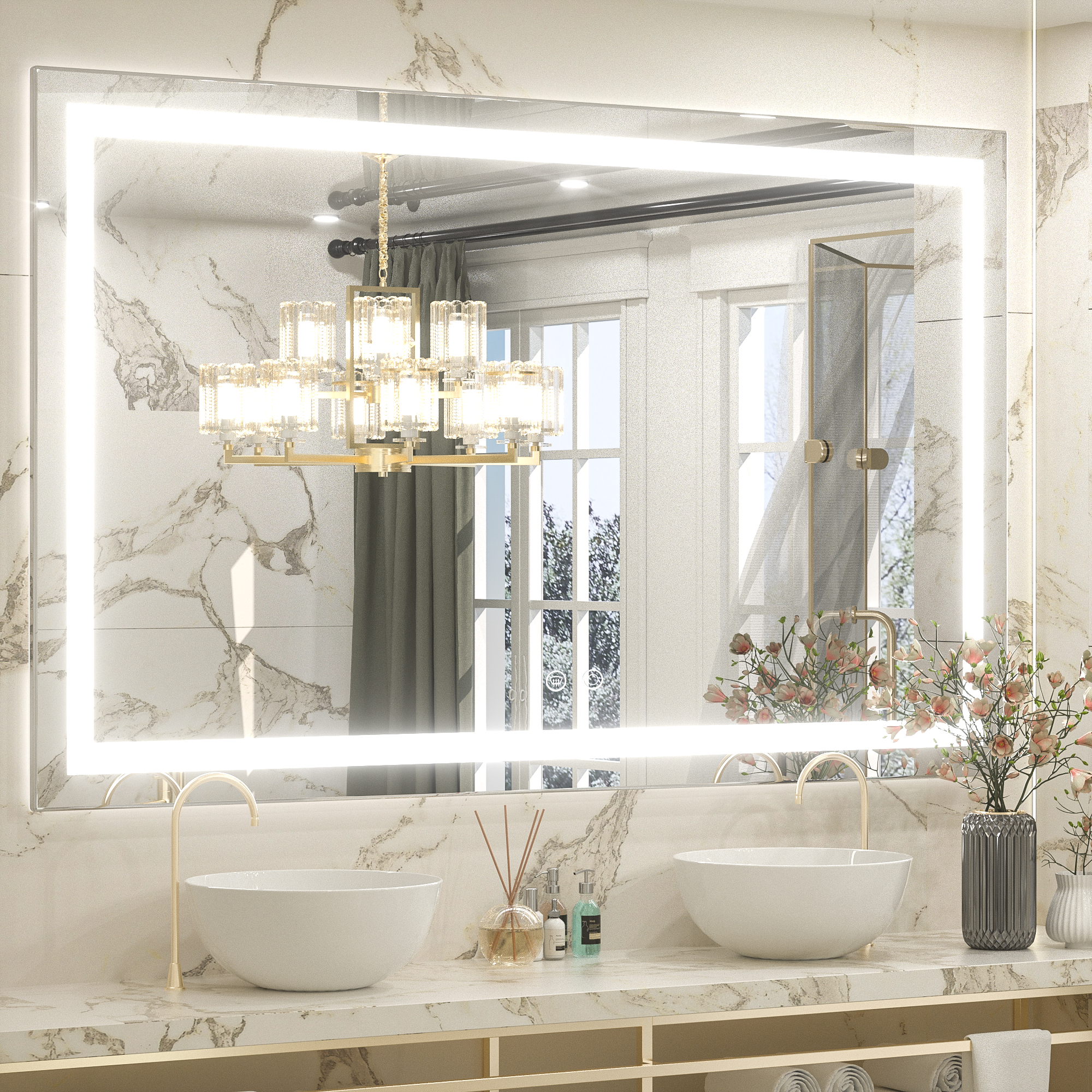 Armario de baño con espejo Rieti con luz LED 45x80x12 cm